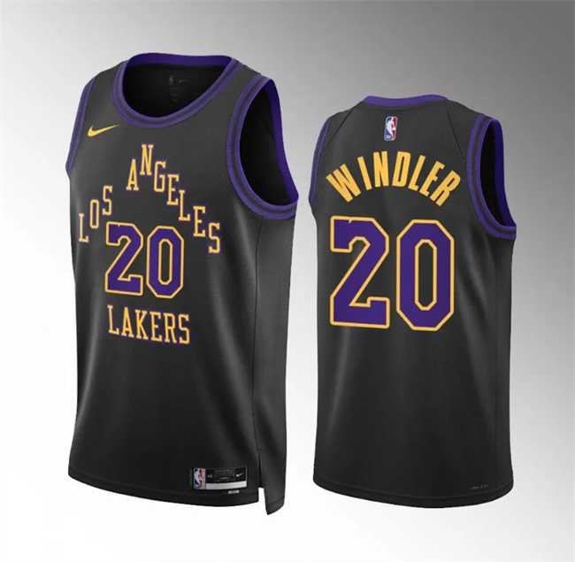Men's Los Angeles Lakers #20 Dylan Windler Black 2023-24 City Edition Stitched Basketball Jersey Dzhi